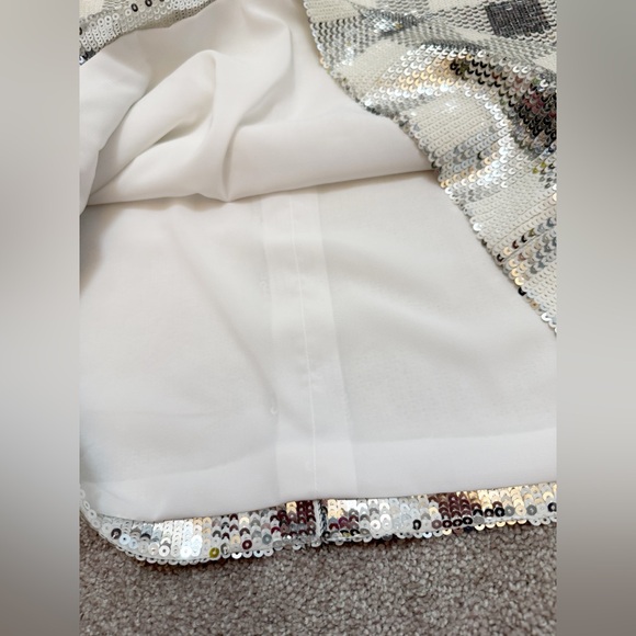 CAROLINA HERRERA Sequin Gingham Check Minidress w Long Sleeves - size 12 - NWT - Picture 12 of 15